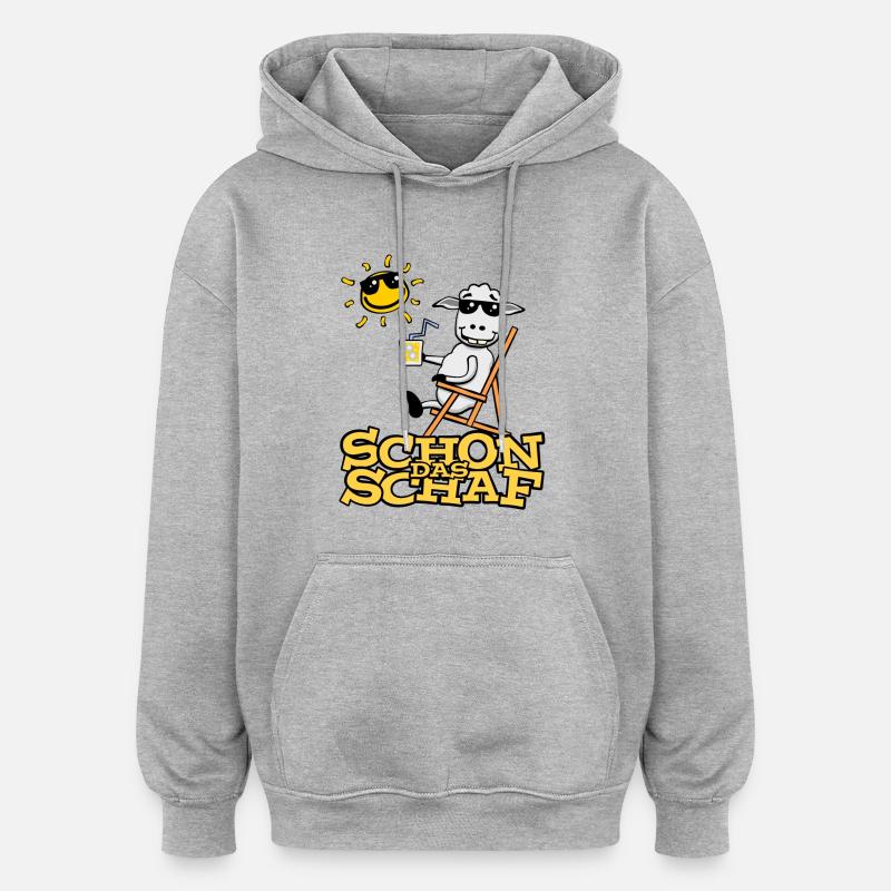 Lustiges Schaf (mit Text) - Oversized Unisex Hoodie - Grau meliert