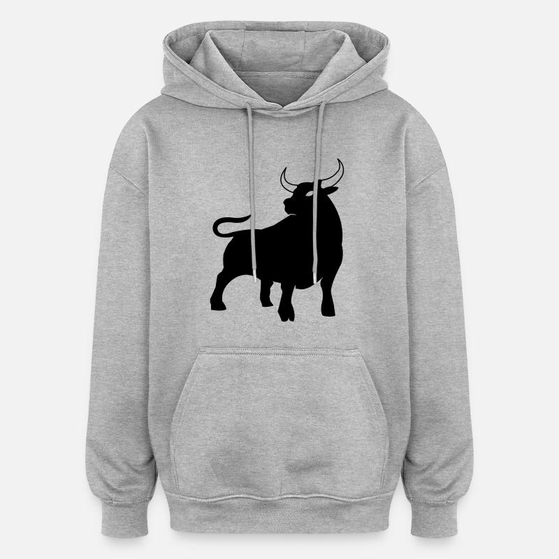 stier_01 - Sweat à capuche oversize unisexe - gris chiné