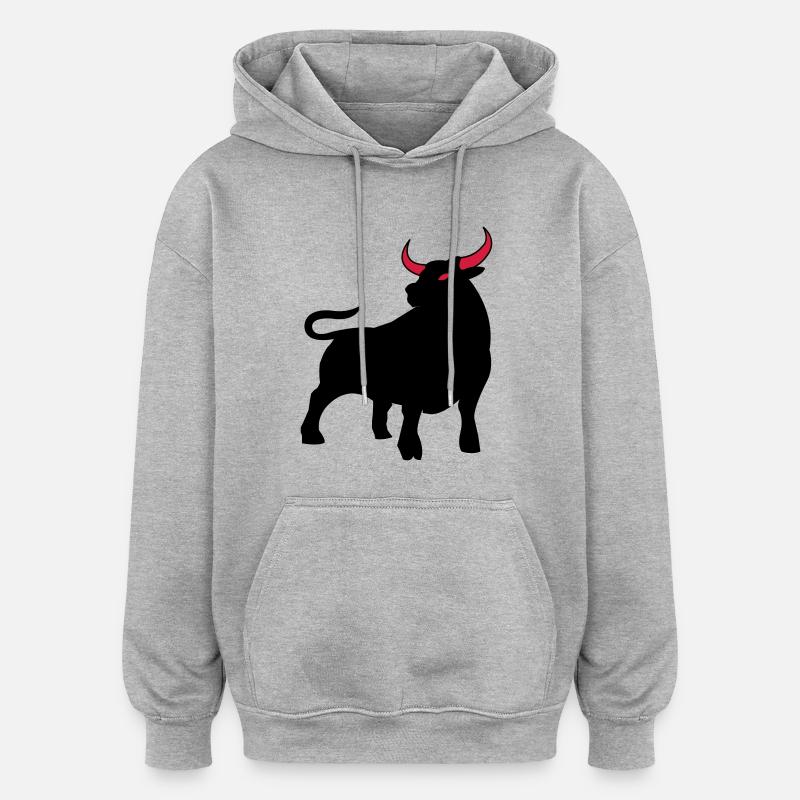 stier_02 - Sweat à capuche oversize unisexe - gris chiné