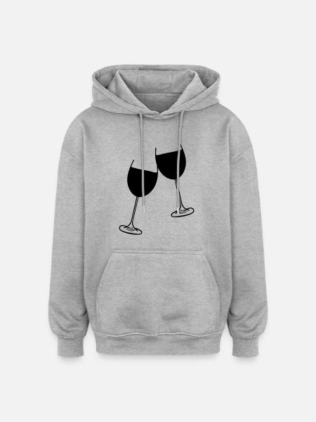 wein glas design - Oversized Unisex Hoodie - Grau meliert
