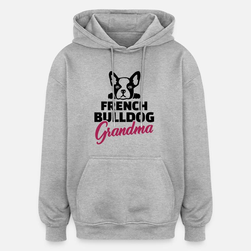 Français Bouledogue - Sweat à capuche oversize unisexe - gris chiné