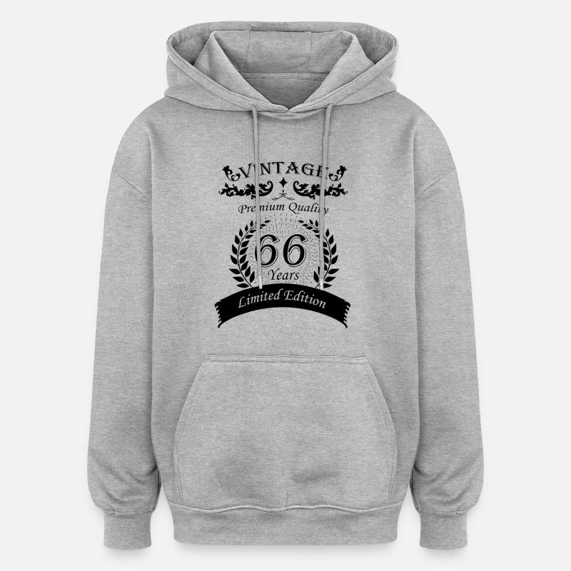66e anniversaire premium qualité - Sweat à capuche oversize unisexe - gris chiné