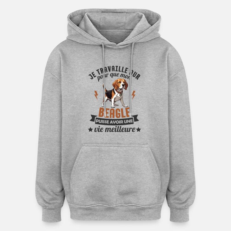 humour école canine beagle - Sweat à capuche oversize unisexe - gris chiné