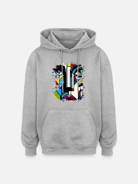 Kvinder girl power design kunst kvindelig feminisme symbol - Oversize unisex hoodie - grå meleret