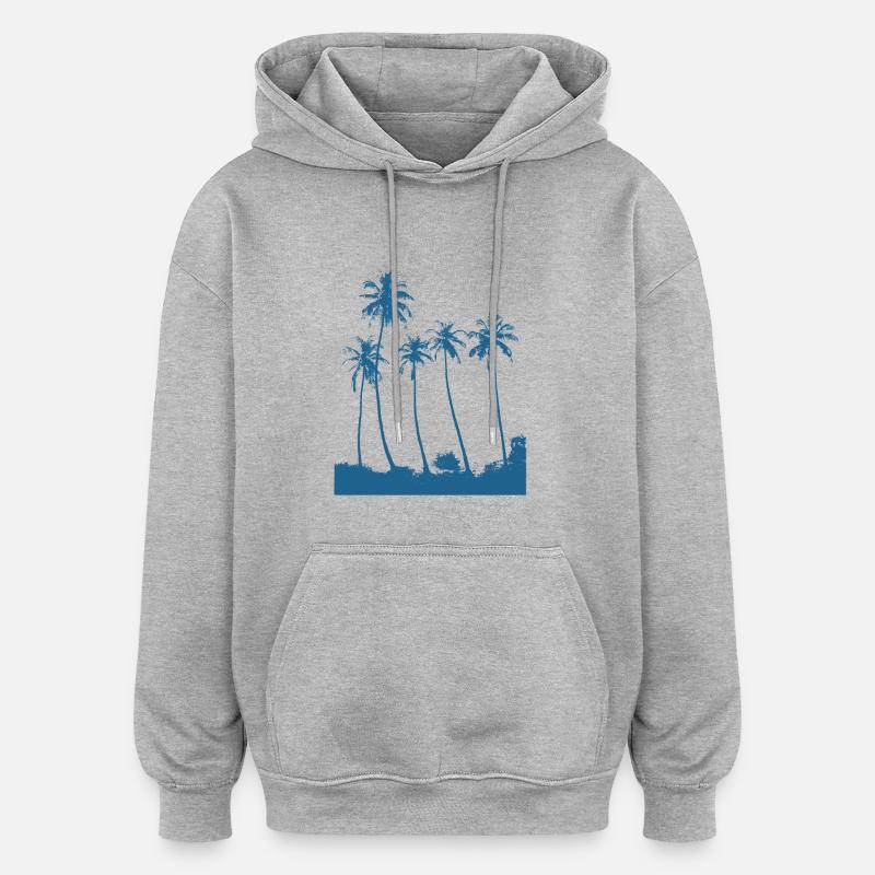 Silhouette Palm Trees Summer Vacation - Oversized Unisex Hoodie - heather grey
