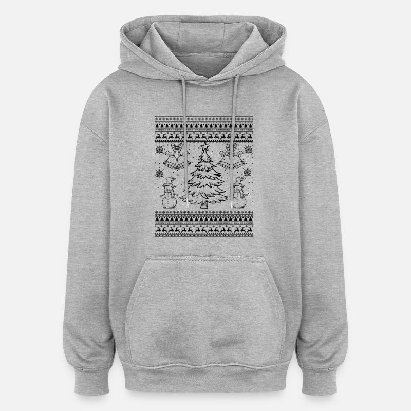 Christmas Tree Pattern - Oversized Unisex Hoodie - heather grey