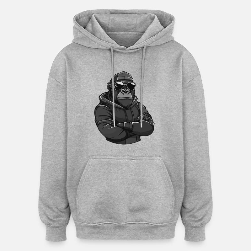 Gorilla Tier Comic - Oversized Unisex Hoodie - Grau meliert