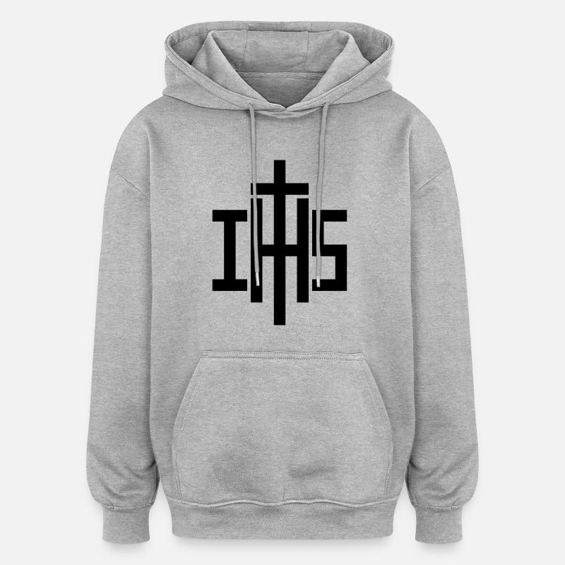 IHS - Sweat à capuche oversize unisexe - gris chiné