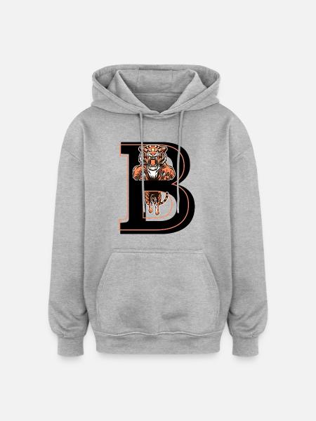 Letter b tiger - gift idea - Oversized Unisex Hoodie - heather grey