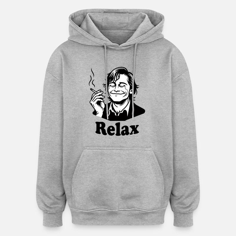 Relax - Conception Smoke and Chill - Sweat à capuche oversize unisexe - gris chiné