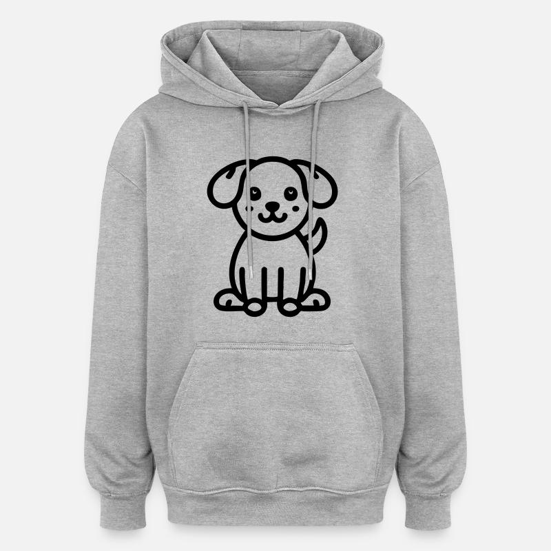 chiot mignon chien chien - Sweat à capuche oversize unisexe - gris chiné