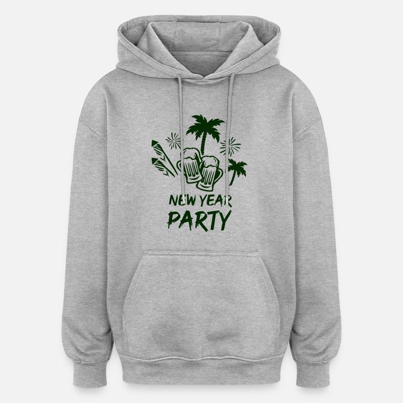 Fête du Nouvel An - Sweat à capuche oversize unisexe - gris chiné