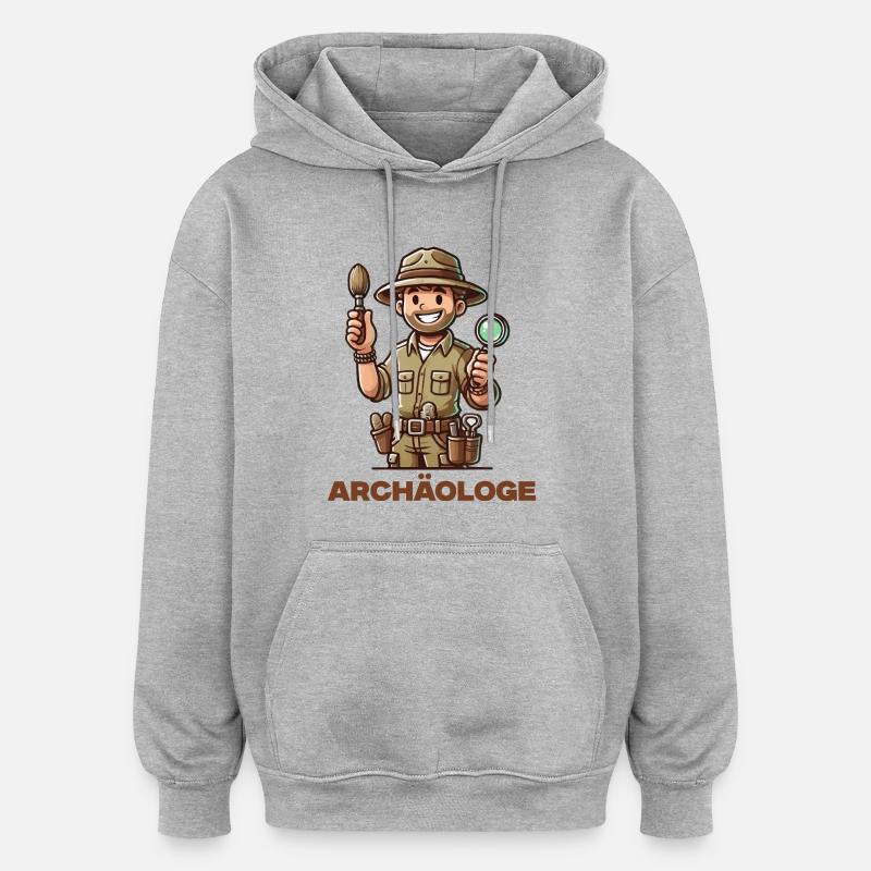 archéologue - Sweat à capuche oversize unisexe - gris chiné