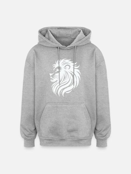 Lion Drawing Animal - Oversized Unisex Hoodie - heather grey