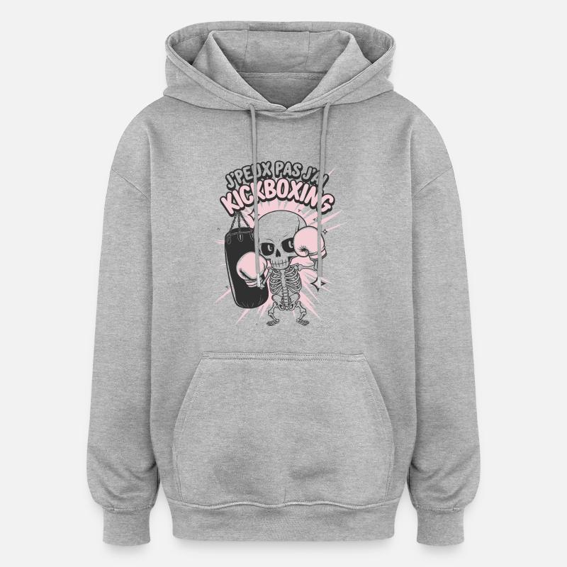 Je peux pas j'ai Kickboxing - Sweat à capuche oversize unisexe - gris chiné