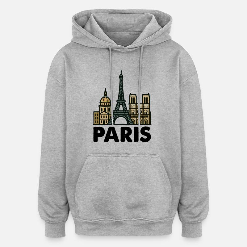 Horizon de Paris - Sweat à capuche oversize unisexe - gris chiné