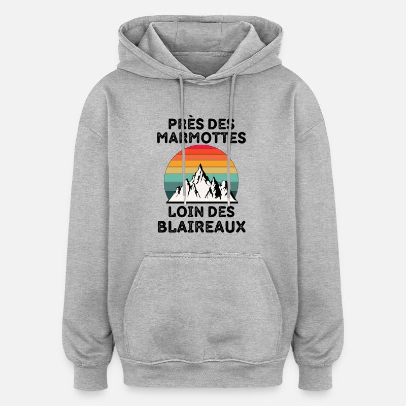 Marmotte fort paysage - Sweat à capuche oversize unisexe - gris chiné