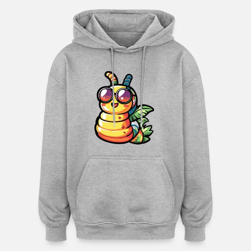 Wurm Comic Urlaub - Oversized Unisex Hoodie - Grau meliert