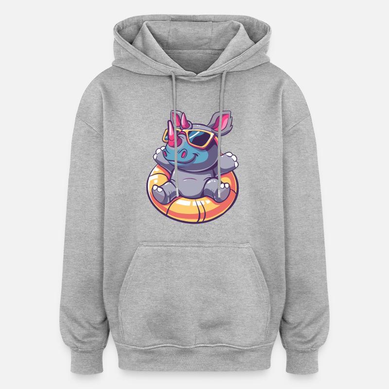 Nashorn Comic Cool - Oversized Unisex Hoodie - Grau meliert