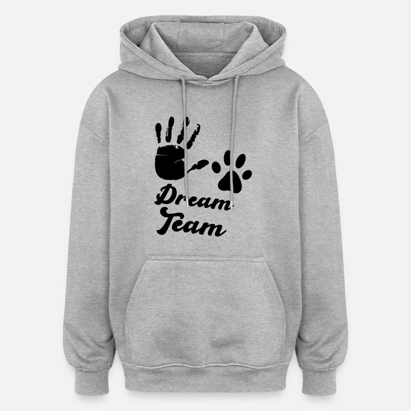pfote hand dream team - Oversized Unisex Hoodie - Grau meliert