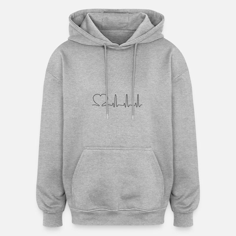 ECG Herzline - Sweat à capuche oversize unisexe - gris chiné