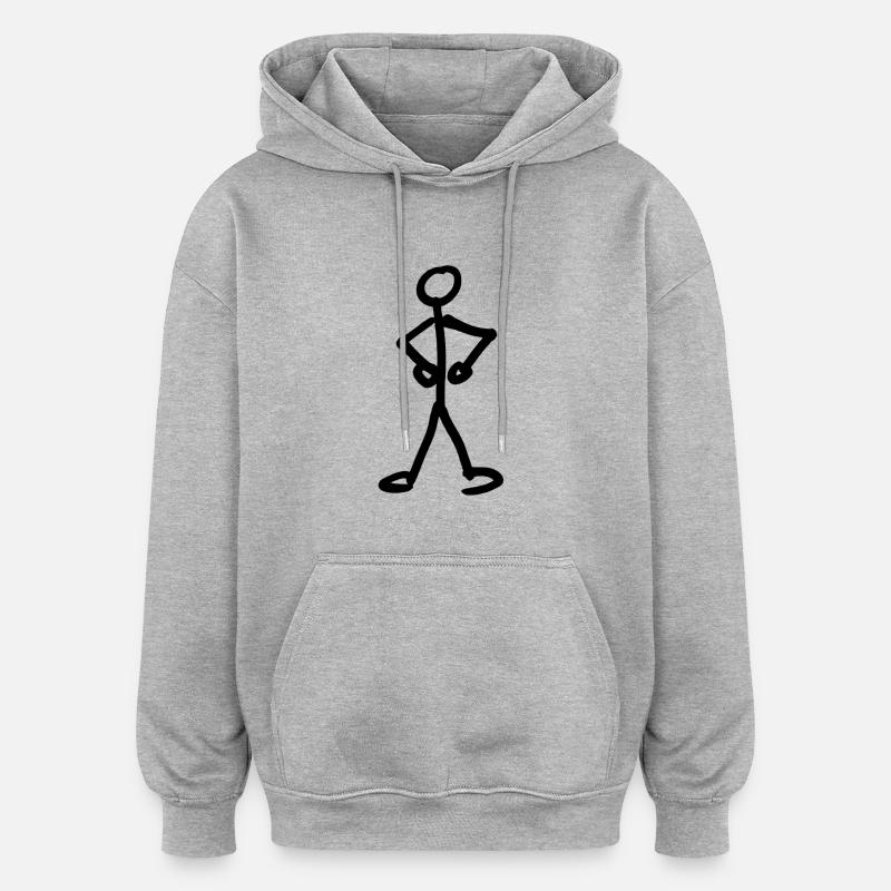 Strichmännchen - Oversized Unisex Hoodie - Grau meliert