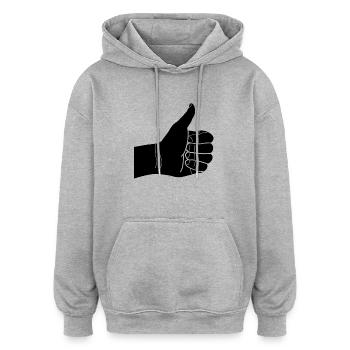 pouces vers le haut - Sweat à capuche oversize unisexe - gris chiné - Devant - Noah (186cm)