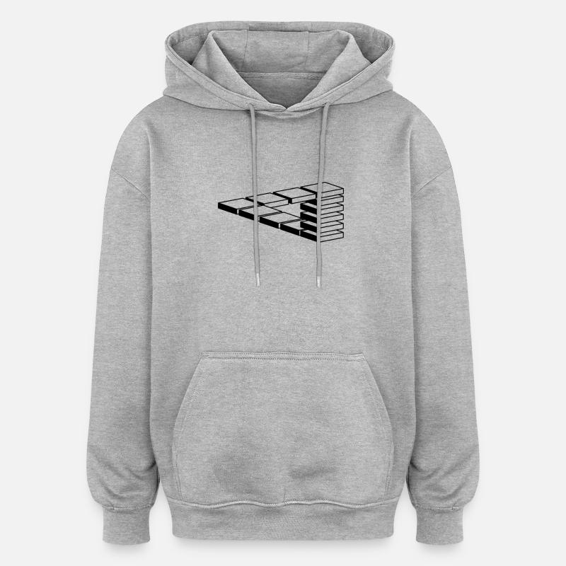 illusion d'optique - Sweat à capuche oversize unisexe - gris chiné