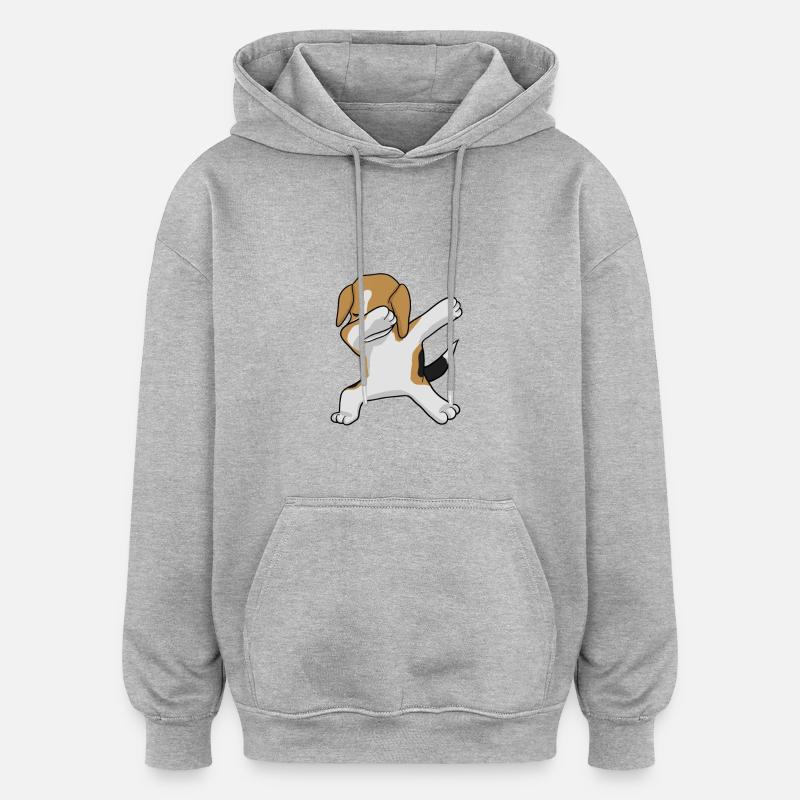 Beagle Dab - tamponnant beagle - Sweat à capuche oversize unisexe - gris chiné