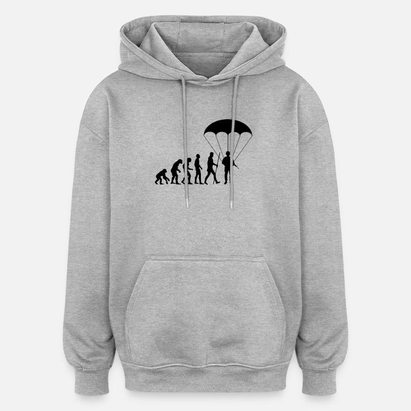 Evolution parachutiste parachutiste - Sweat à capuche oversize unisexe - gris chiné