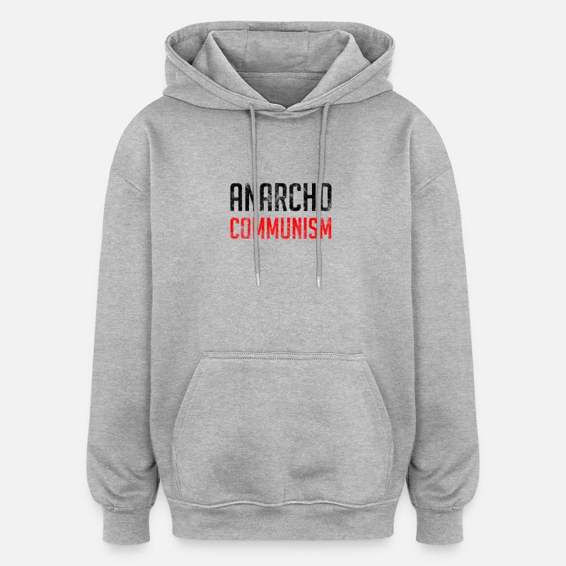 Anarcho Communisme - Sweat à capuche oversize unisexe - gris chiné