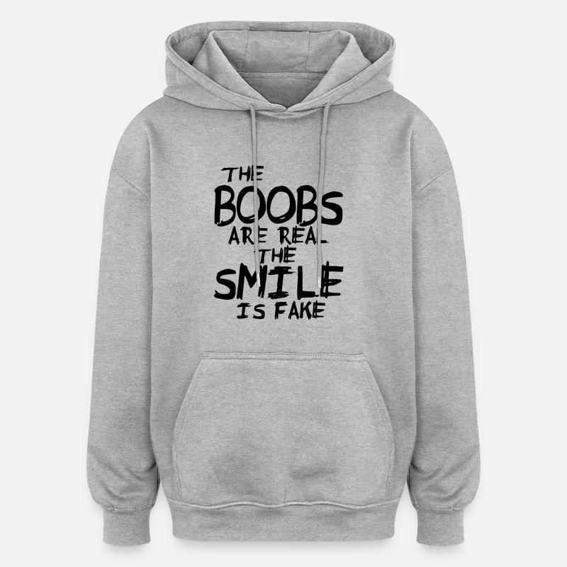 seins - Sweat à capuche oversize unisexe - gris chiné