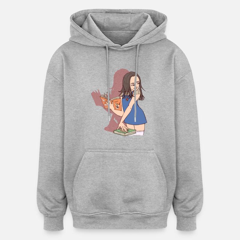 Emma Student - Sweat à capuche oversize unisexe - gris chiné