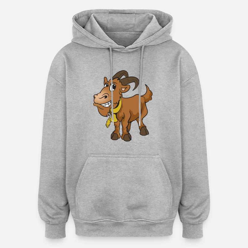 chèvre de chèvre - Sweat à capuche oversize unisexe - gris chiné