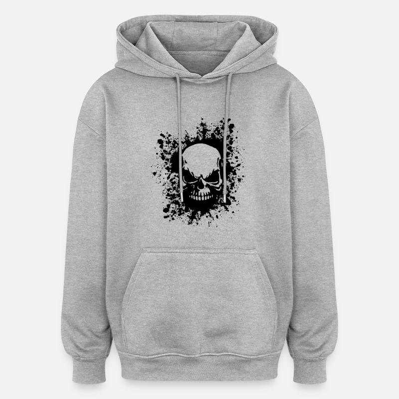 crâne - Sweat à capuche oversize unisexe - gris chiné