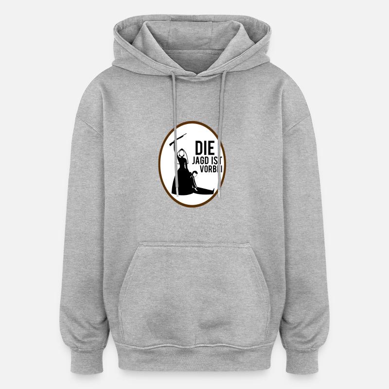 LA CHASSE EST TERMINÉE - Sweat à capuche oversize unisexe - gris chiné