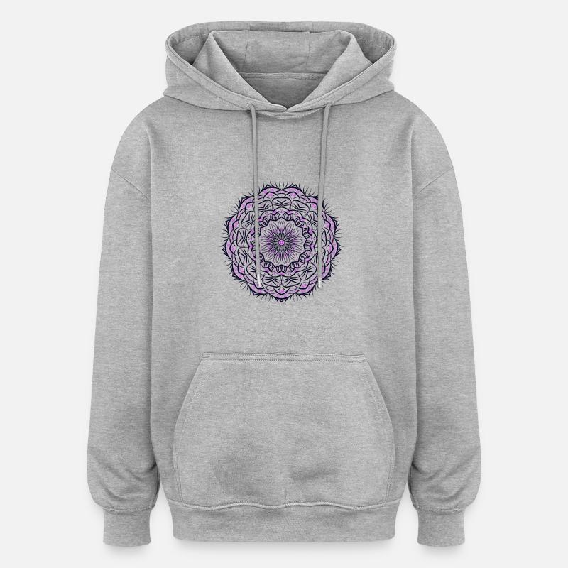 Mandala - Sweat à capuche oversize unisexe - gris chiné