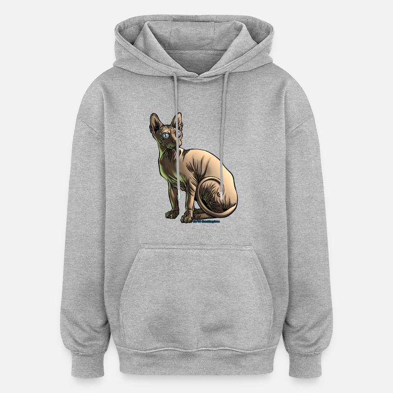 sushi le chat sphynx - Sweat à capuche oversize unisexe - gris chiné