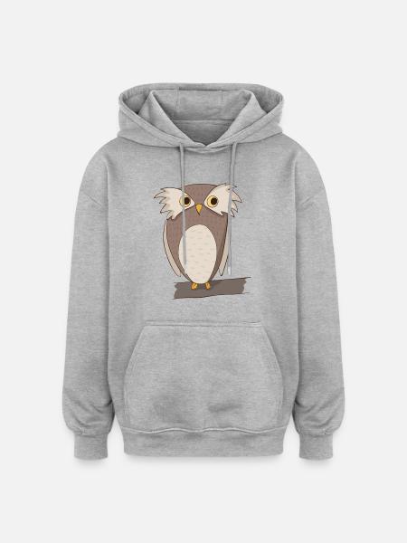 Owl Comic - Oversized Unisex Hoodie - heather grey