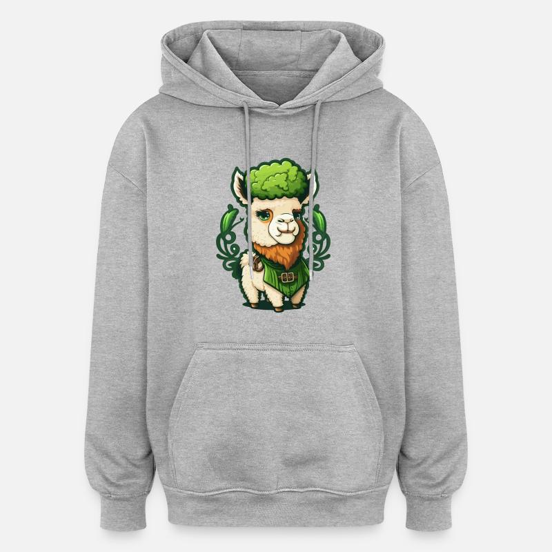 Süsses St Patricks Day Lama - Oversized Unisex Hoodie - Grau meliert