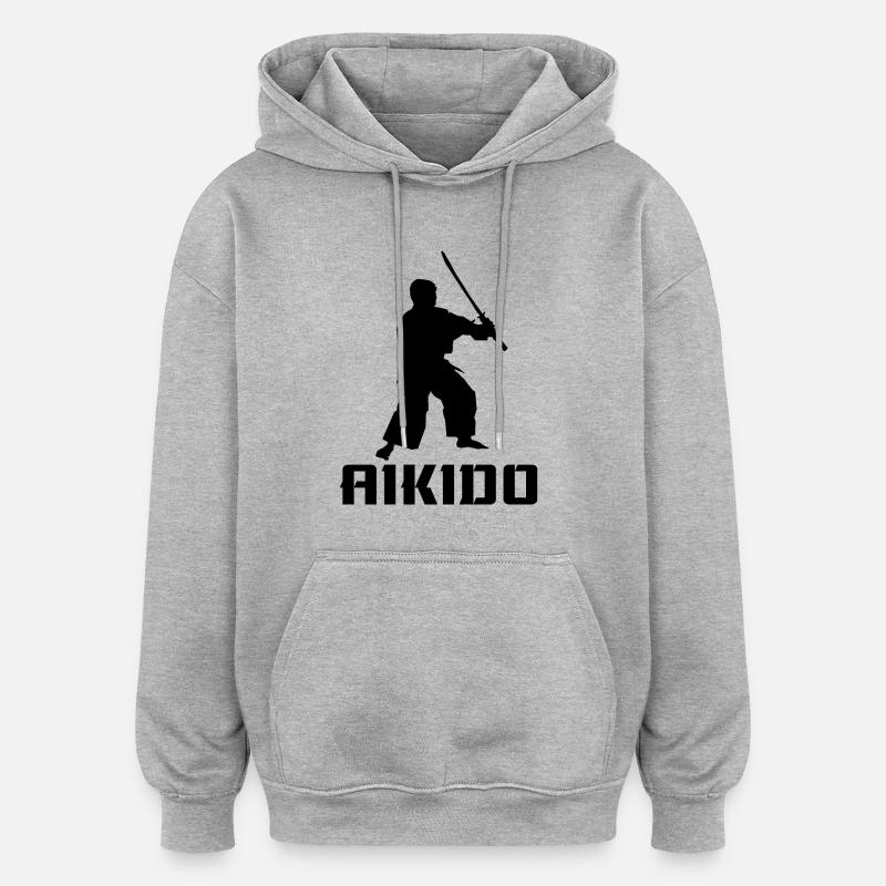 Aïkido - Sweat à capuche oversize unisexe - gris chiné