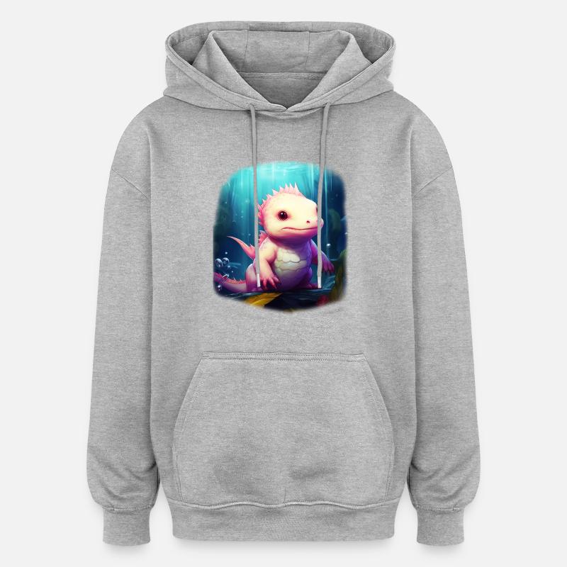 Axolotl - Sweat à capuche oversize unisexe - gris chiné