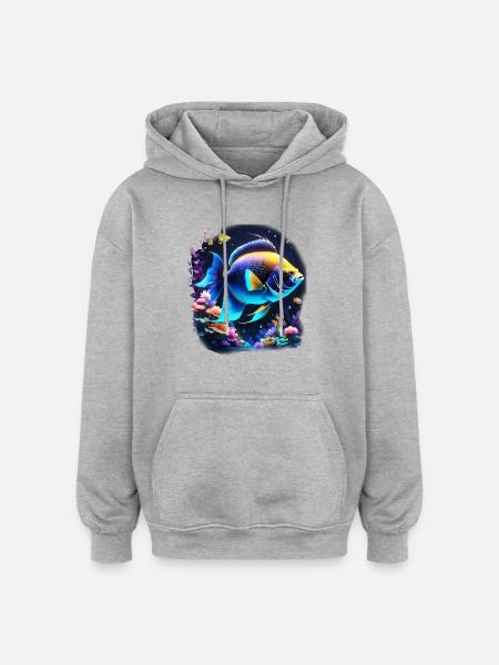 Angelfish - Sweat à capuche oversize unisexe - gris chiné