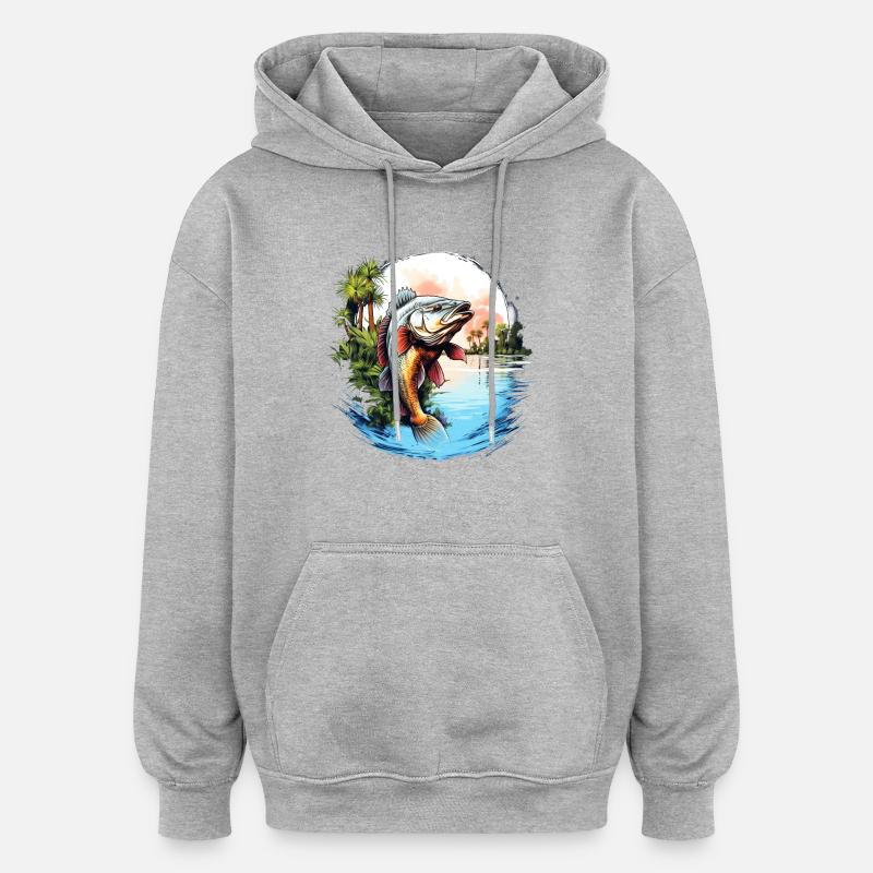 Poisson bar - Sweat à capuche oversize unisexe - gris chiné