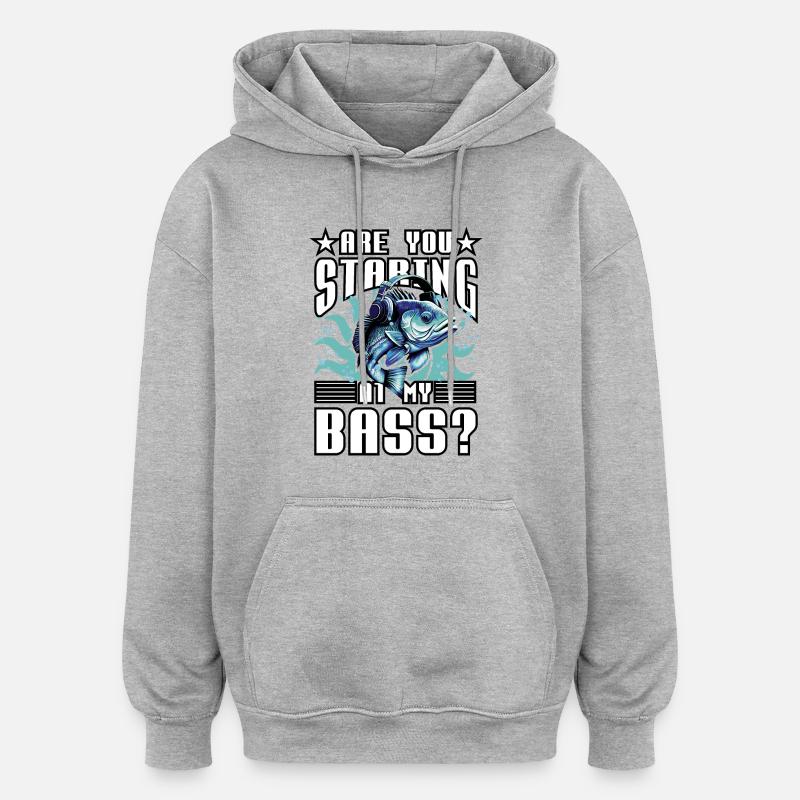 Regardez-vous ma basse ? - Sweat à capuche oversize unisexe - gris chiné