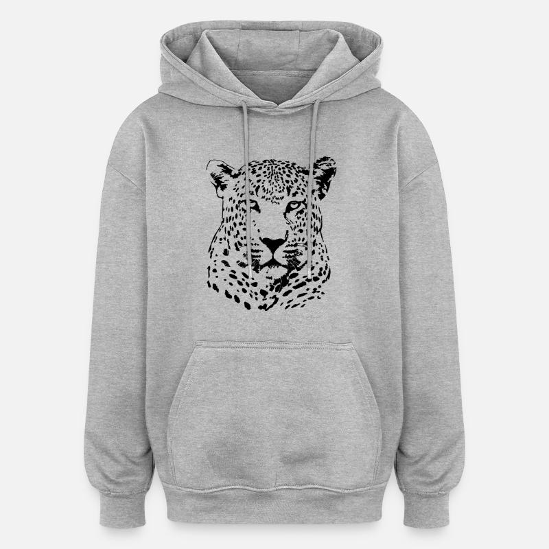 Leopard - Oversized Unisex Hoodie - heather grey