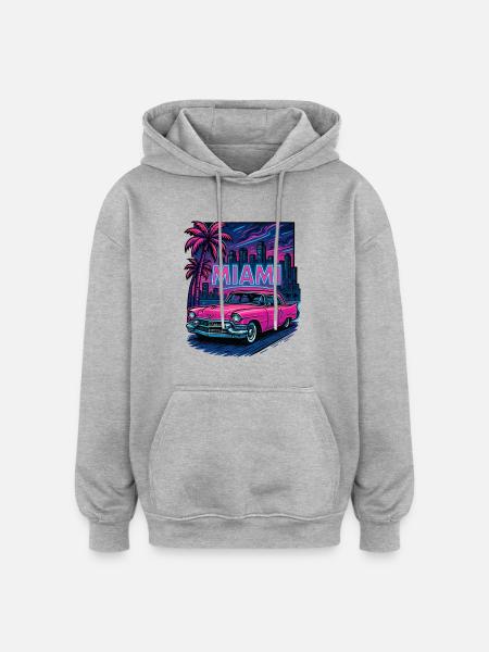 miami stadt - Oversized Unisex Hoodie - Grau meliert