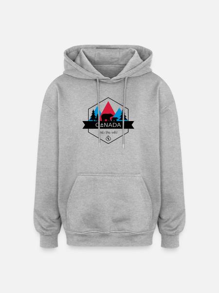 Kanada in die Wildnis mit Bären und Wald - Oversized Unisex Hoodie - Grau meliert