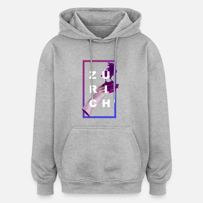 ZURICH - Sweat à capuche oversize unisexe - gris chiné