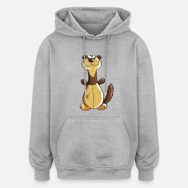 Naughty Ferret Comic - Cadeau - Polecat - Sweat à capuche oversize unisexe - gris chiné